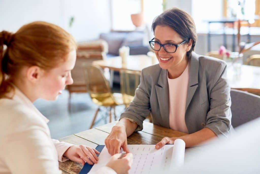 Woman applying for job
